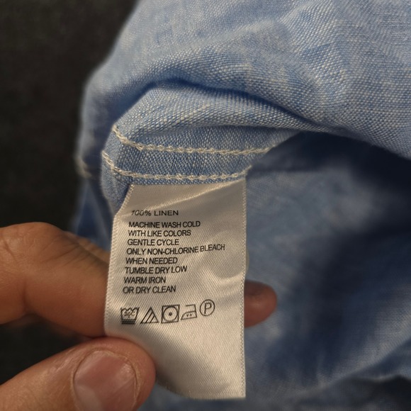 Tommy Bahama Mens Blue Linen Short Sleeve Button Down Shirt Breathable Size L - Picture 11 of 12